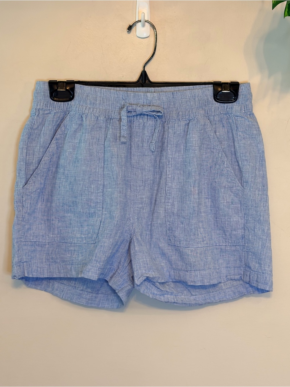 Silver Jeans Co Linen Blend Coastal Resort Shorts Blue Pull-On Minimal Luxe - Picture 2 of 4